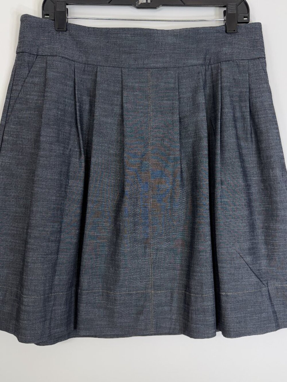 Ellavie Rafaella Skirt Womens 12 Pleated Skirt Dark Chambray Denim Blue 21"